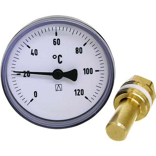 Bimetall-Thermometer schwarz, ø 63 mm, axial, DN15 1/2 Zoll
