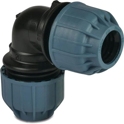 PP Winkel 90° – Typ Jason | Klemmanschluss | DVGW / KIWA / WRAS