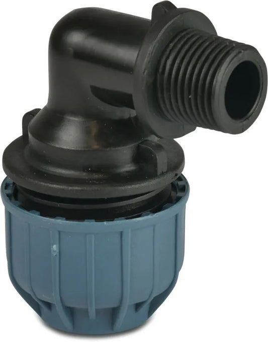 PP Winkel 90° mit Außengewinde – Typ Jason | Klemm x AG | DVGW / KIWA / WRAS