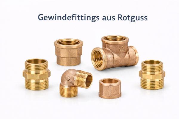 Gewindefittings aus Rotguss mit DVGW